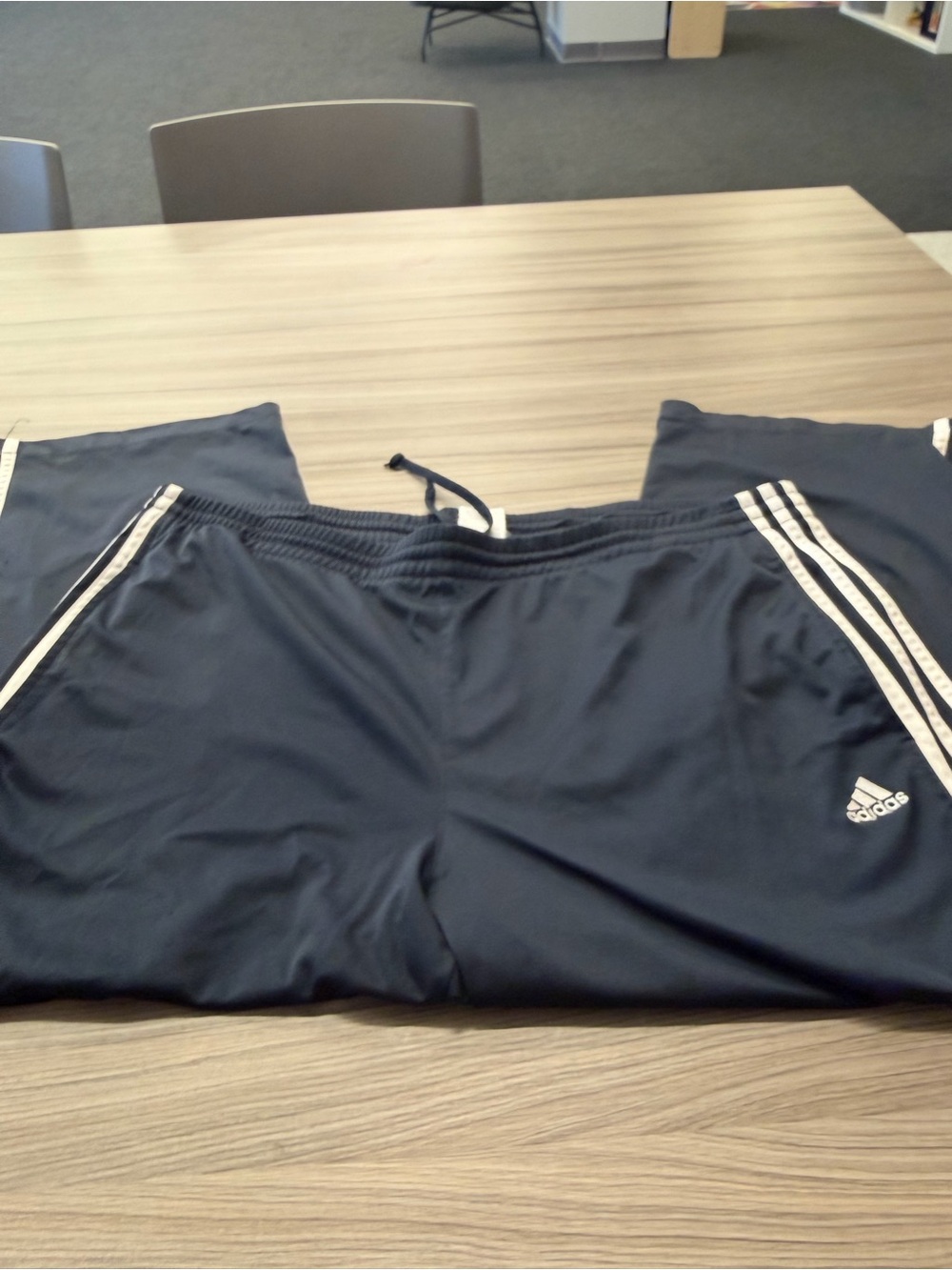 adidas Navy Track Pants with White Three Stripes